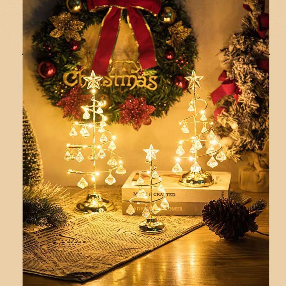 Golden Xmas Decorations Table Lamp Colorful Christmas Tree Lamp Bedside Lamp  Valentine's Day