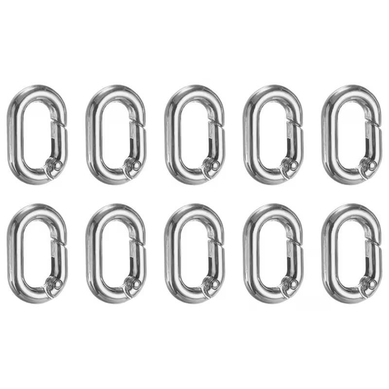 

10Pcs/lot Metal Oval Ring Spring Clasps Openable Carabiner Keychain Bag Clips Hook Dog Chain Buckles Connector For DIY Jewelry