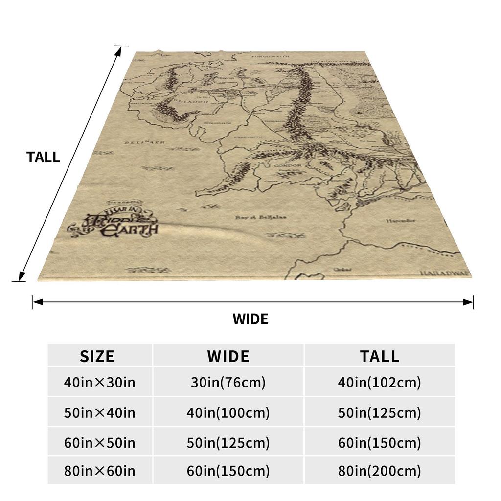 Middle Earth Map Blanket Warm Fleece Sofa Throw Blanket for Couch Bedding Office Throws Bedspread Quilt