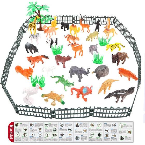Animals Figure,54 Piece Mini Jungle Toys Set,ValeforToy Realistic Wild Vinyl Plastic Animal Learning Party Favors for Boys Girls Kids Toddlers Forest