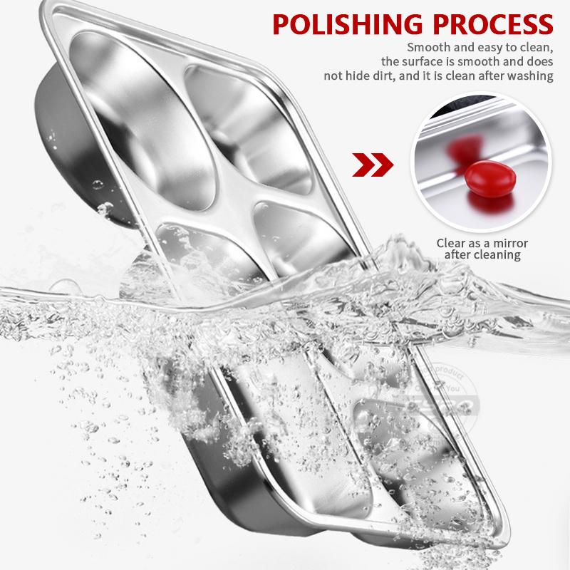 Plato de cena de acero inoxidable Bandeja de cena dividida con tapa Contenedor de almacenamiento de alimentos Bandeja de comedor escolar para niños Vajilla de cocina