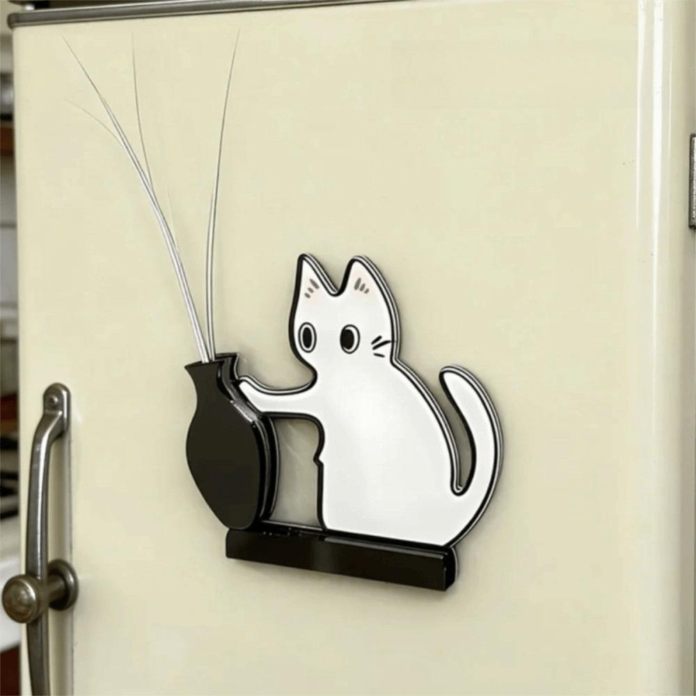 High Quality Acrylic Cat Whiskers Collection Ornaments Magnetic Cartoon Cat Refrigerator Sticker Cat Hair Storage Memorial Box