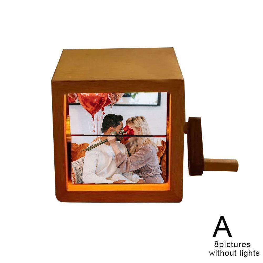 

2025 Valentine s Day Gift Walnut Illuminated Custom Flip Book Photo Machine Square Small Ornament Decorative Lights