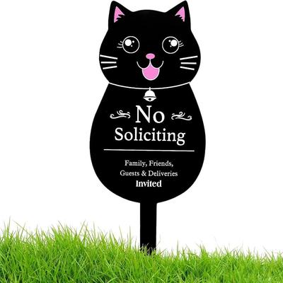 Metal Cat Cat Solicitation Thanks Yard Sign with Pile Outdoor Yard Lawn Garden Decoration Holiday Decoration Home Decoration