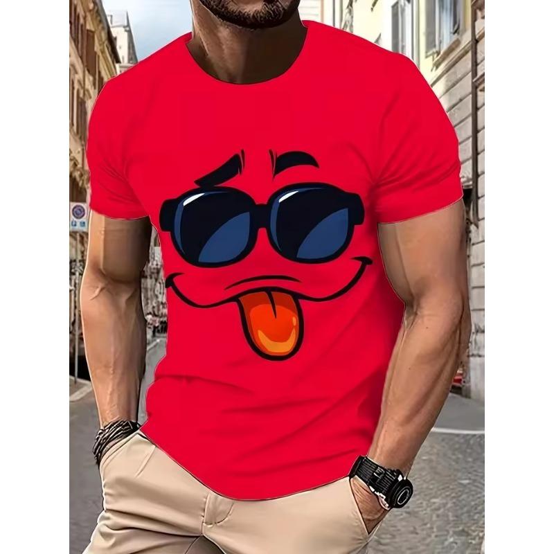Funny Smiling Face Graphic T Shirts Harajuku Fashion Men's Clothing  Streetwear Smile Man T-Shirt Y2k Unisex Tee Tops