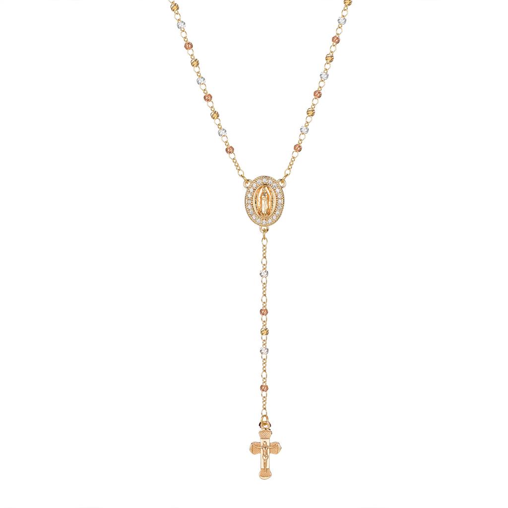 Jungfrau Maria/Hl. Benedikt Rosenkranz Halskette für Frauen, Unsere Liebe Frau von Guadalupe Jesus Kreuz Y Halskette Christlicher Schmuck