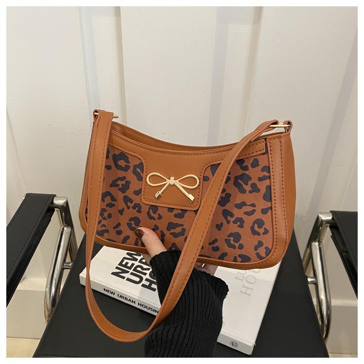 

Леопардовый принт, персонализированный бант, большая вместимость, новая мода, женская косая сумка через плечо, подмышечная женская маленькая квадратная сумка