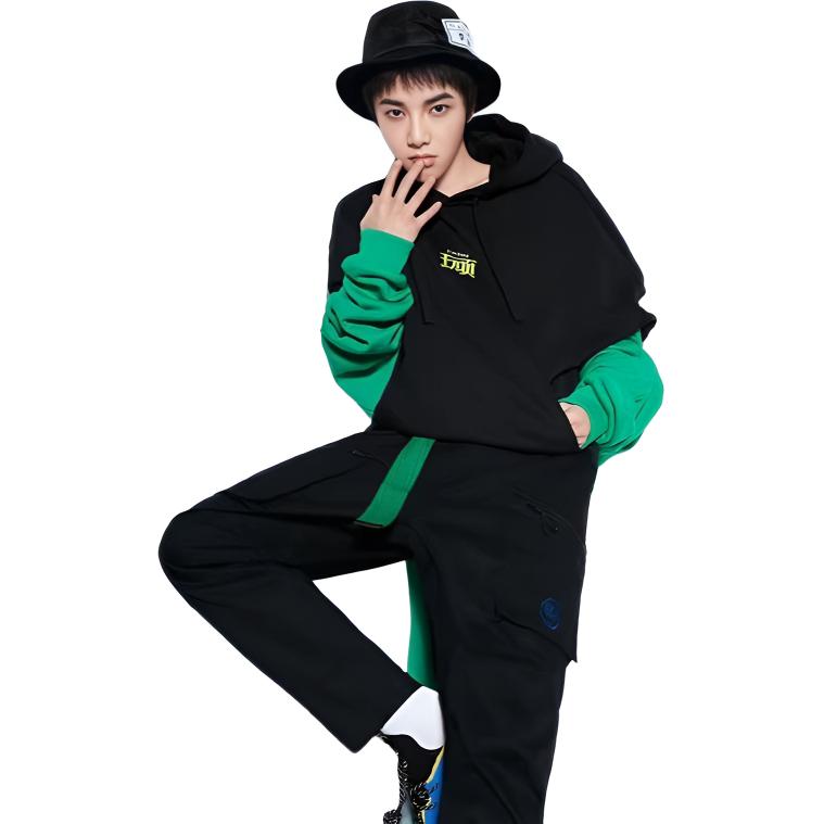 Pantaloni Casual Larghi Multi-tasche con Stampa Lettere Bad Five di Li Ning Unisex Neri AKXQ127-1