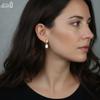 Effie Queen 925 Pure Silver 14k Gold Pear Shaped Pearl Drop Earrings Natural Jewelry for Women Wedding Party Banquet Gift GPE130