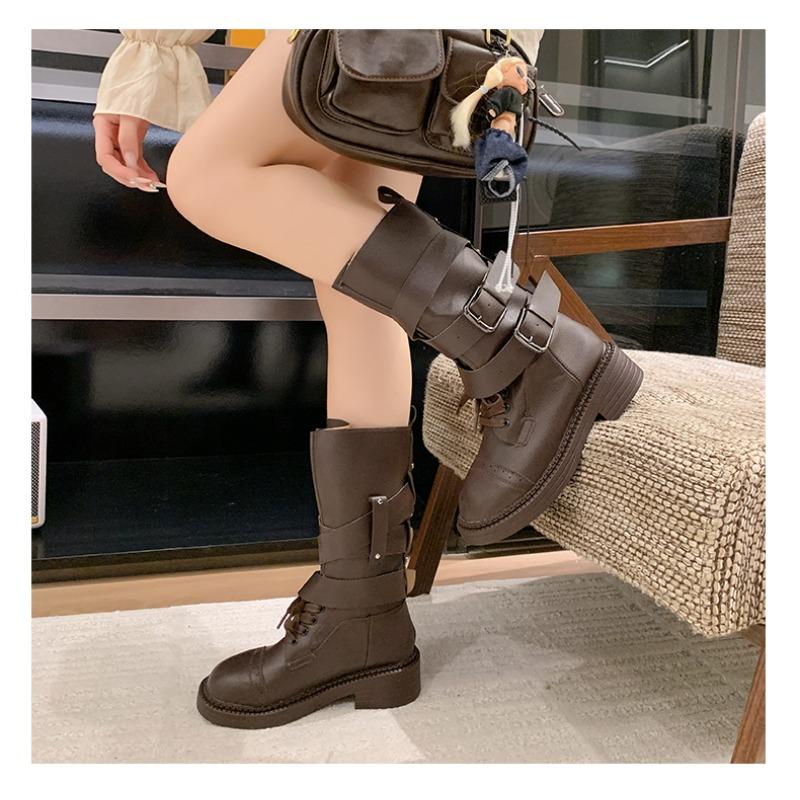 New Style Fashion Western Cowboy Boots Women'S High Tube Motorcycle Boots Women'S Block Heel Fashion Rider Boots  Mujer