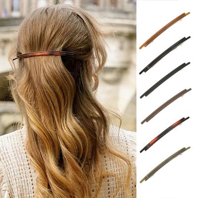 Acrylic Simple Straight Barrette Extra-long Hair Clip for Thick Curly Hair Stylish Daily Hair Accessories