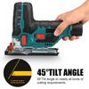 1080W 12V Cordless Jig Saw Electric Jigsaw 70mm 6 Speed Adjustable Portable Woodworking Power Tool 45 Degree Tilt Angle