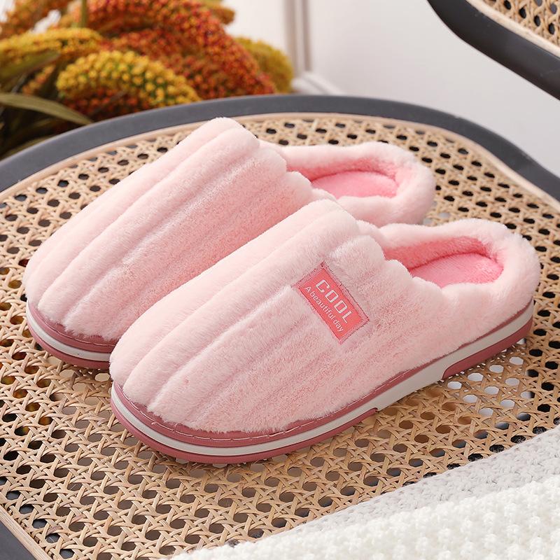 Cotton Slippers for Women and Couples in Autumn and Winter, Indoor Warm Plush Slippers for Men, Anti Slip Thick Cotton Slippers for Winter