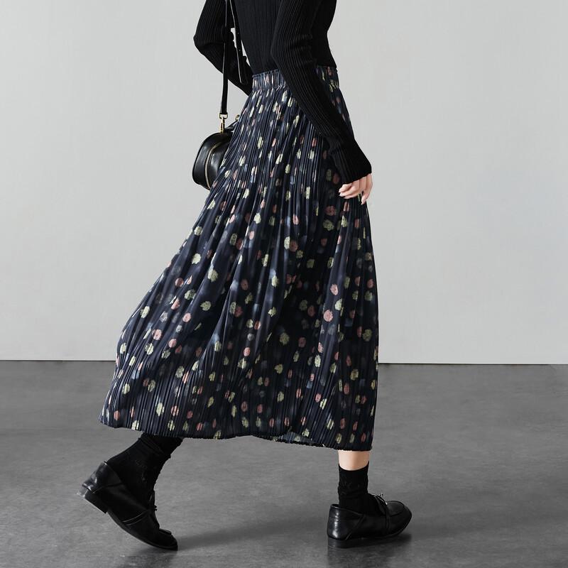 SOFSIL Women's Retro Floral Pleated Midi Skirt