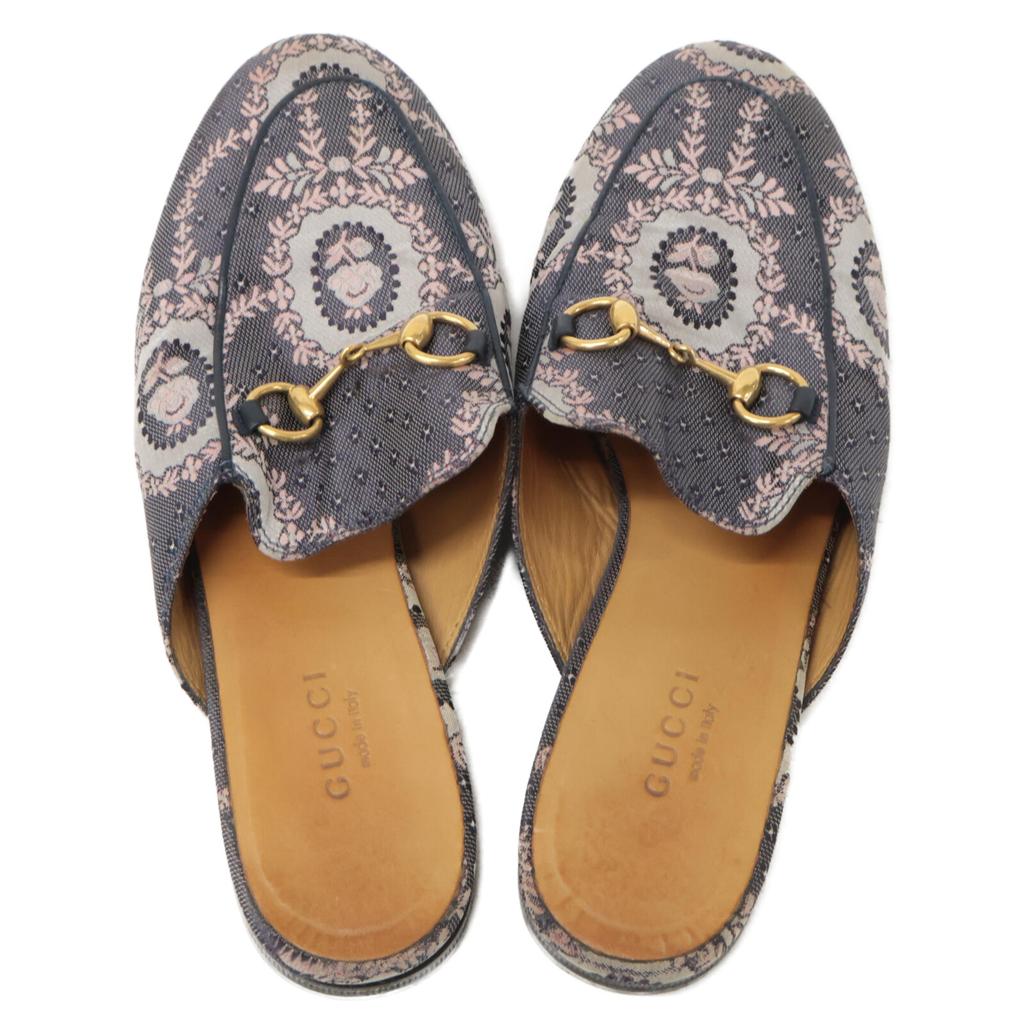 GUCCI 423514 Princetown Horsebit Slippers/Sandals shoes 36 Navy systemUsed