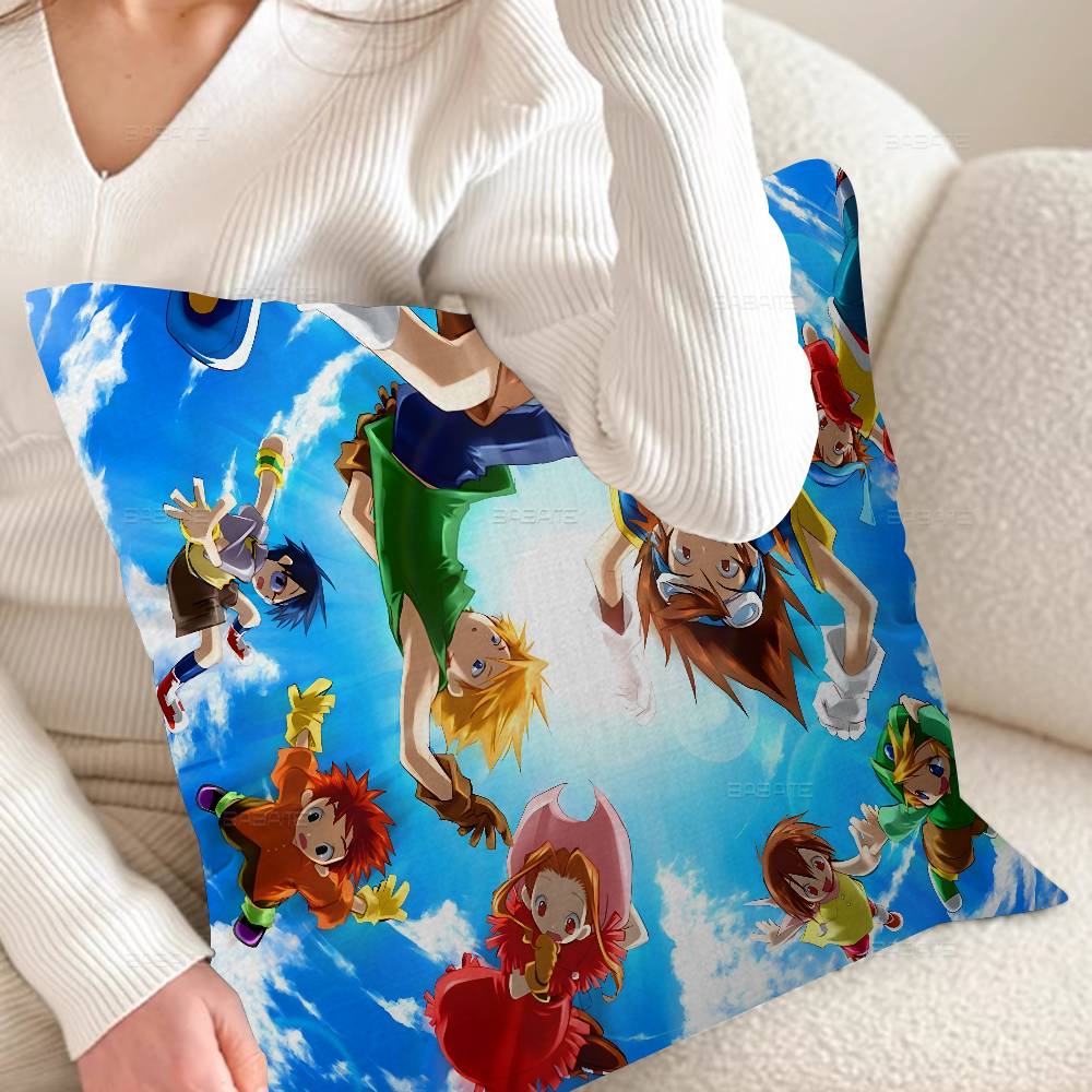 Anime D-Digimon A-Adventure Cushion Cover Inches Farmhouse Decor Home Throw Pillow Covers For Couch Decorations