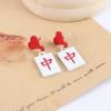 Women Heart Love Square Geometric Earrings Korean Style Earrings Mahjong Earrings Female Ear studs