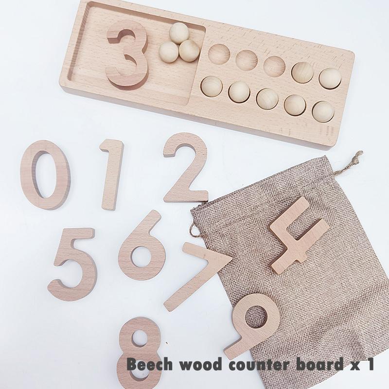Wooden Montessori Materials Open Ended Learning Toys Number Sorter Tray Sensory Counting Tracing Board Math Beads Game For Kids