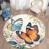 Dense Floral Butterfly Round Soft Non-Slip Art Rug Bohemian Living Room Minimalist Decor Rug