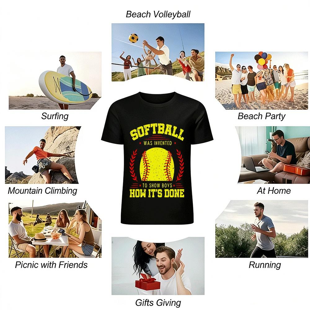 Softball Was Invented To Show Boys How It's Done Tee Pure cotton T-shirt