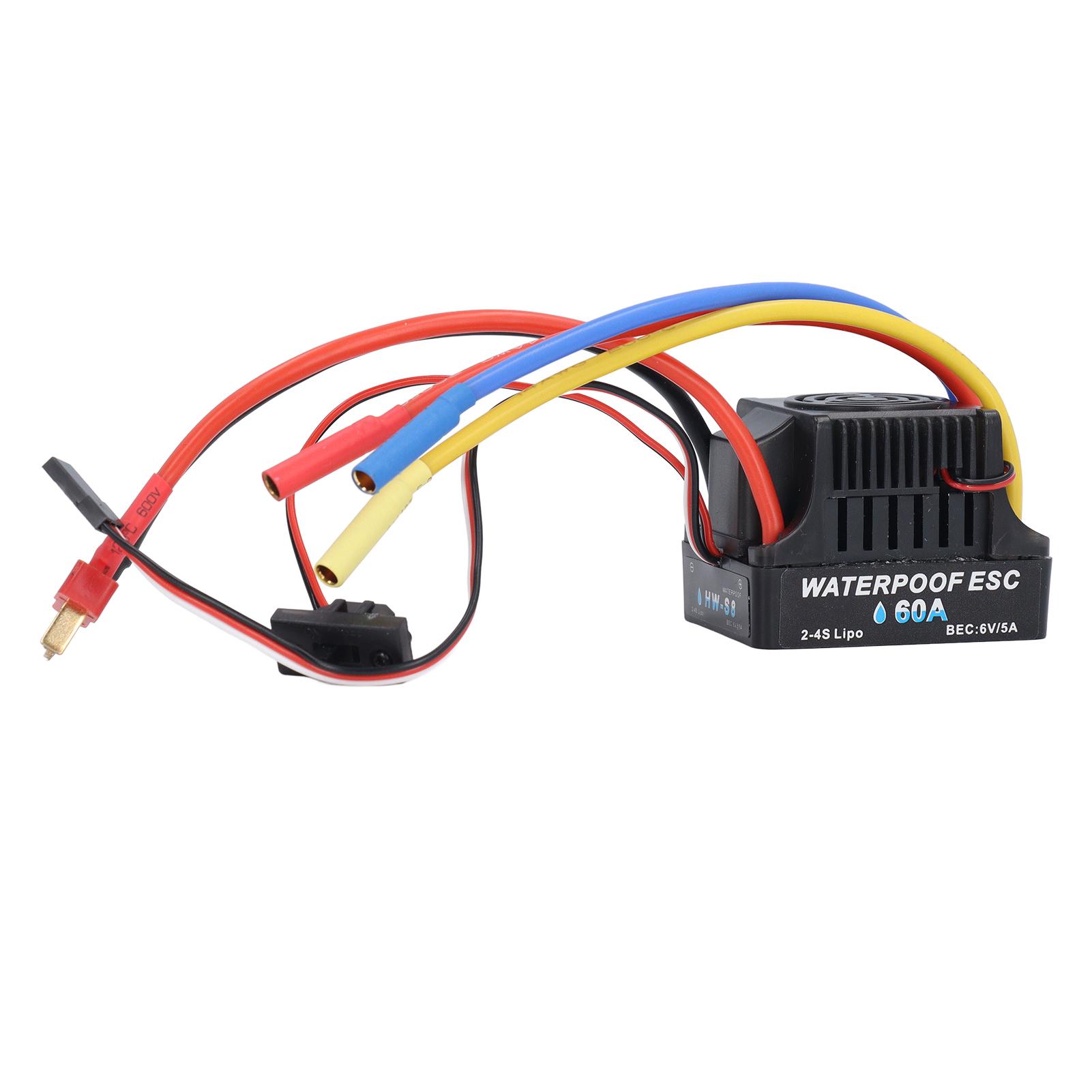 

RC Car ESC 60A Waterproof Brushless Remote Control Car Electronic Speed Controller Replacement