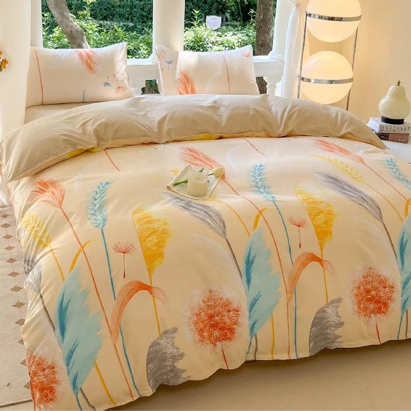 

Kawaii Bear Printed Bed Set Floral Duvet Cover Pillowcase Bedding Set Comforter Bed Linen Sheet Quilt Cover Full Queen King Size Cover-180x220cm-4pcs