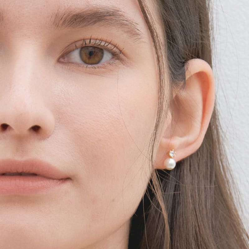 halden cubic pearl earrings 6mm (E023_gold)