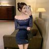 New Pure Desire Temperament One-word Shoulder Dress Tight Hip Skirt Sexy Large Size Lace Nightdress Women