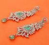 Touchstone Indian Bollywood Glamorous Handmade Contemporary Designer Jewelry Long Chandelier Earrings Rhinestone Crystal Gold Silver Tone Turquoise