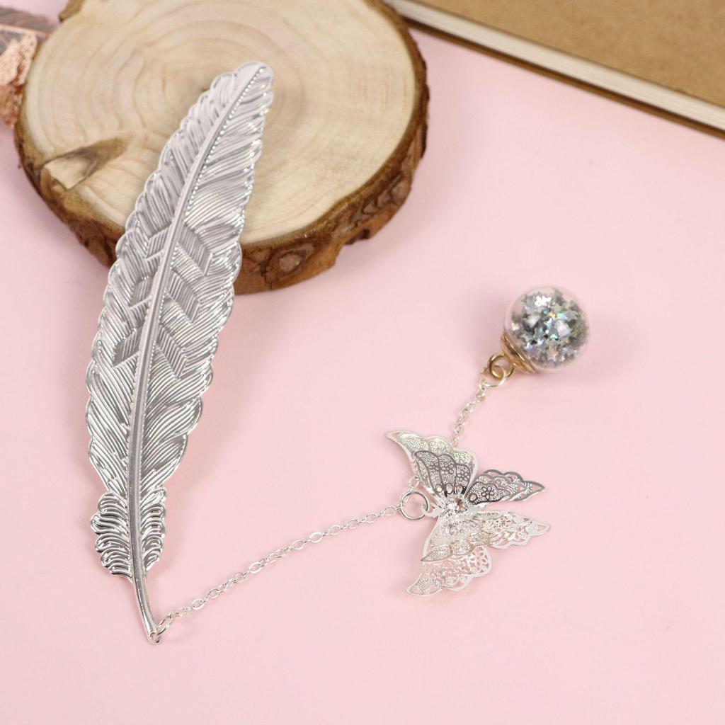 Chinese Style Butterfly Feather Metal Bookmark - Creative Student Gift