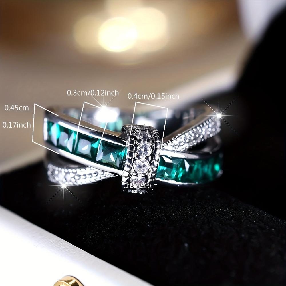 Fashion Silver Color Bowknot Ring Zircon Ring for Women Birthday Wedding Engagement Jewelry Gift CLE