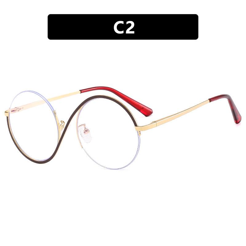 Eyeglasses Frame Half Geometric Design Trendy Round Shape Blue Blocking Light