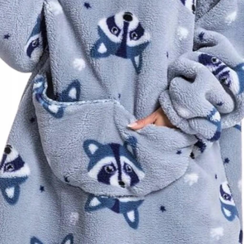 Blanket Sweatshirt Oversize Warm 2In1 Raccoon Nativity Scene Long Blanket