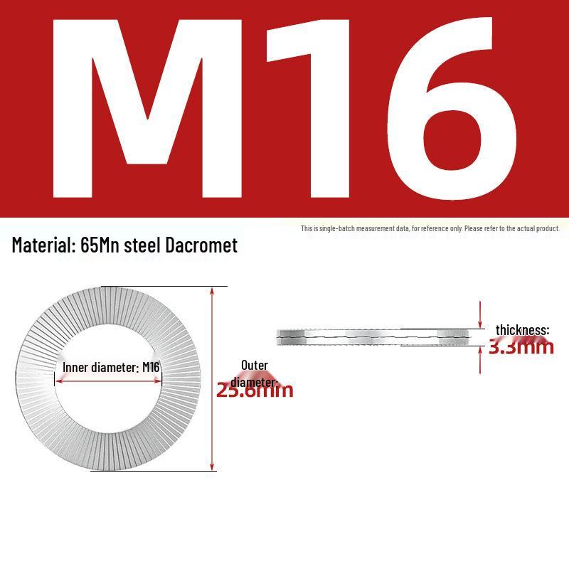 DIN25201 304 Stainless Steel Self-Locking Double Stack Washer, 65Mn Manganese Anti-Loosening, Double-Sided Tooth Layer.