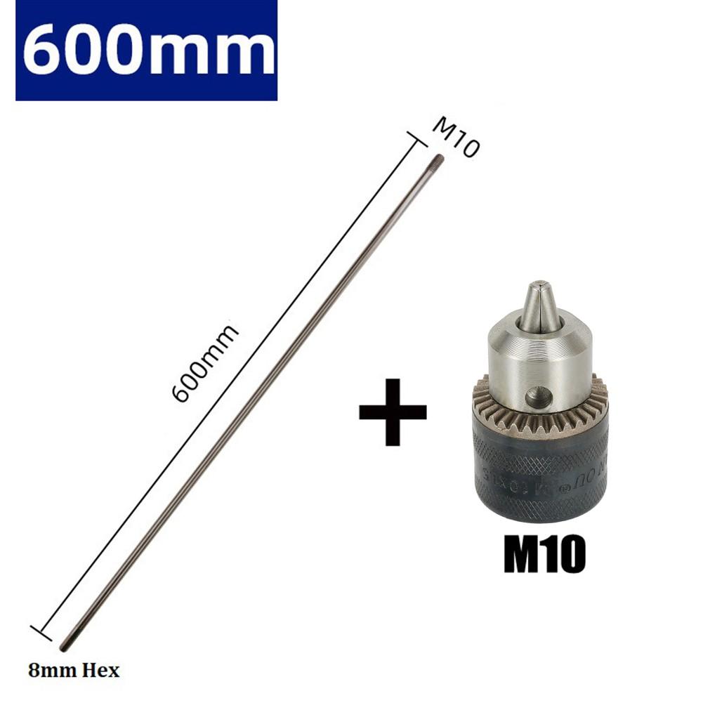 M10 Chuck Drilling Connect Rod Silver 8mm Hex Shank