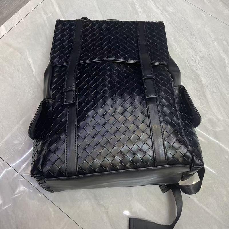 Genuine Leather Texture Backpack Woven Casual Fashion Backpack Large Capacity Business Men's and Women's Travel School Bag Computer Bag Trendy