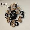 Office Decorative Clock Hollow Letter Wooden Wall Clock, Easy to Read Irregular Analog Living Room Modern Silent for Bedroom Decor
