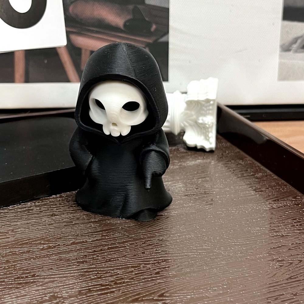 Cute Grim Reaper Toy Chibi 3D Printed Doll Spooky Car Decor Halloween Miniature Teens