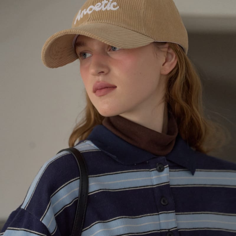 ANOETIC CORDUROY LETTERING BALL CAP_BEIGE