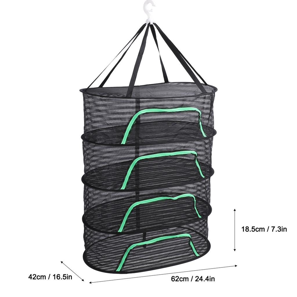 Hanging Drying Mesh Breathable Polyester Foldable Multi Layer Versatile Drying Rack with Zipper for Fish Vegetable Fruits Petal