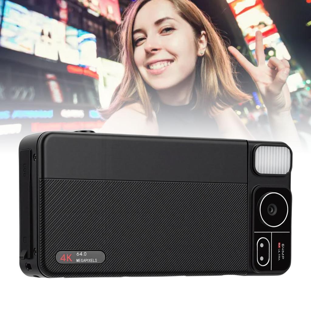 Digitalkamera 4K 64MP 18-facher Digitalzoom Autofokus Tragbar 270° Klappbildschirm Vlog-Kamera für Reisen