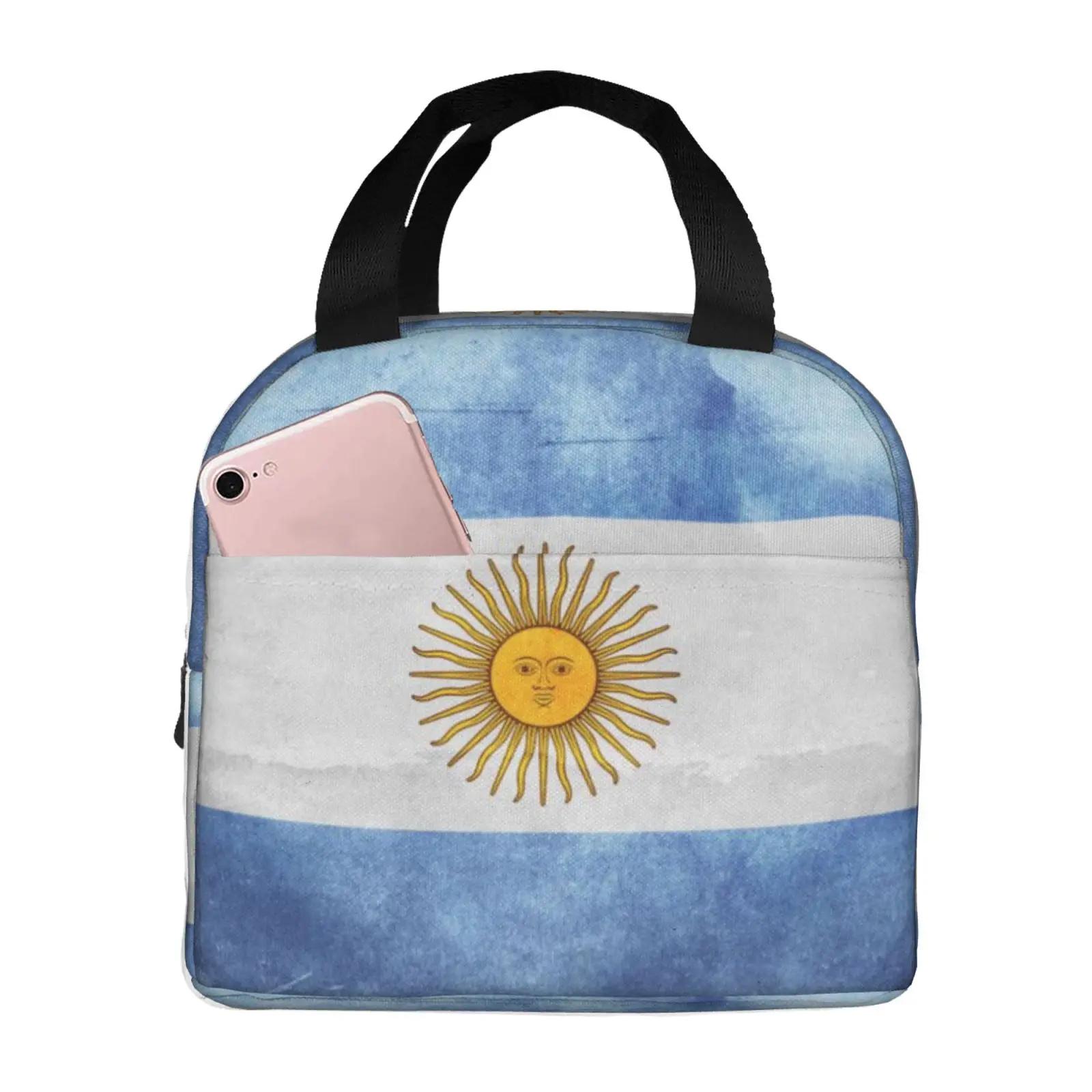 

Изолированная сумка для ланча с национальным флагом Аргентины для школы, офиса, портативный термохолодильник, ланч-бокс для женщин и мужчин 22x20x13CM