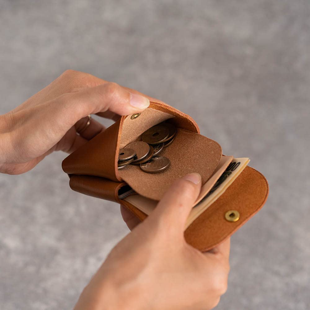 Nakota SEAMLESS COMPACT One Mini Leather Wallet with Coin Orange WALLET, Size, Purse,