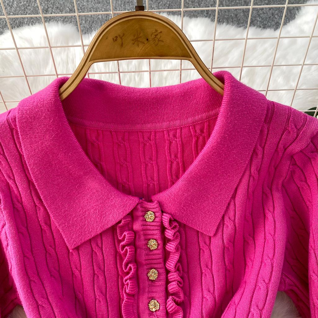 Autumn Winter High Waist Polo Knitted Umbrella Dresses  New Long Sleeve Casual Loose Sweater A-line Dresses Female