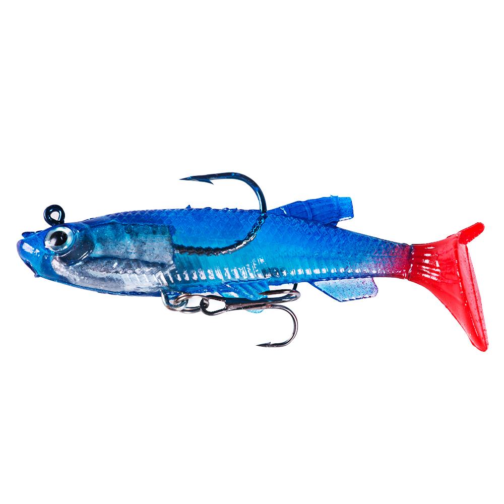 14CM Shad Soft Swimbait Jig Head Lure 8G Pre-Rigged Pinfish Lure Swimbait with Ultra Hook Paddle Tail Lure for Saltwater Fres