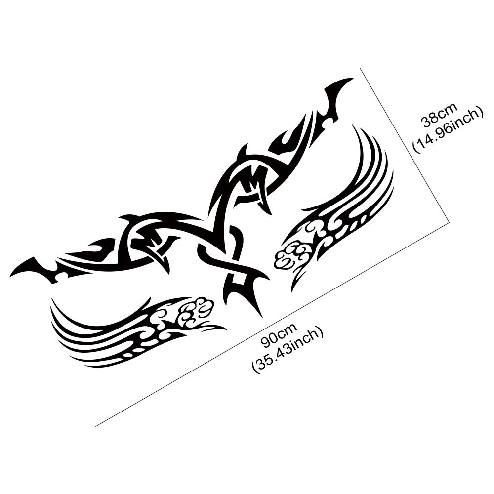 3pcs Fire Totem Car Stickers Self-Adhesive Front Cover Car Sports Car Engine Cover Stripe Stickers Auto Decoration Accessories