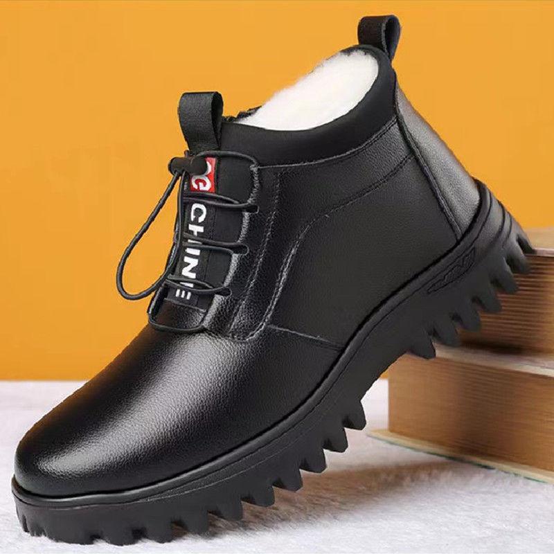 

2025 winter cotton shoes men s velvet wool platform outdoor casual high-top shoes men s warm snow boots 44