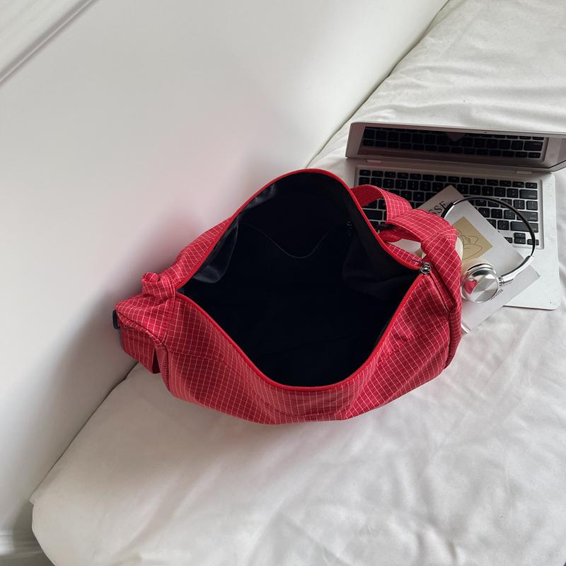 Large Capacity Plaid Canvas Bag Women's Lightweight Handbag Shoulder Crossbody Dumpling Bag