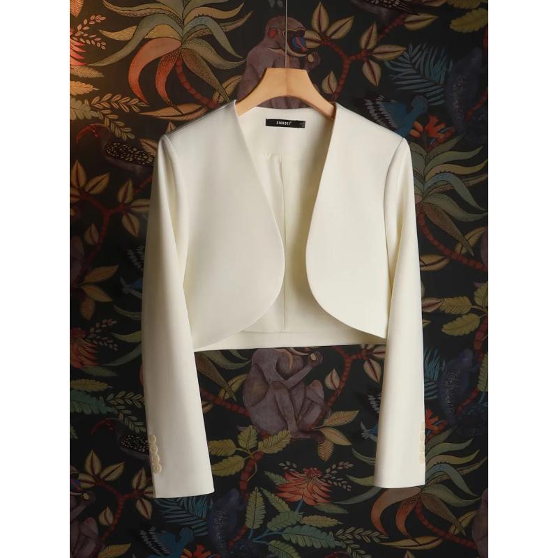 French Temperament Milky White Small Suit Jacket for Women Spring and Autumn New Casual Versatile Short Suit