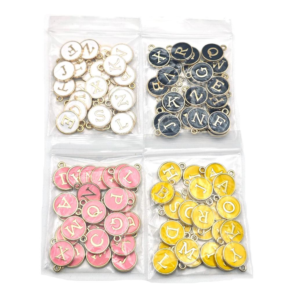 26-Piece A-Z Double-Sided Oil Drop English Letter Pendants for DIY Jewelry & Bracelets